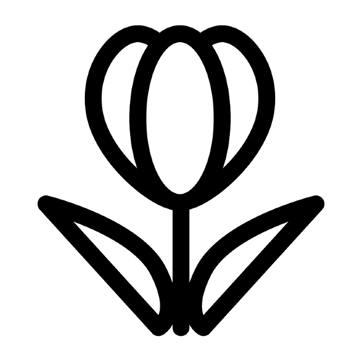 Line style icons representing flowers, tulips