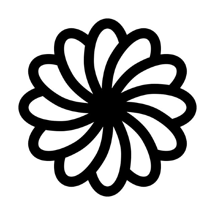 Line style icons representing flowers, chrysanthemums