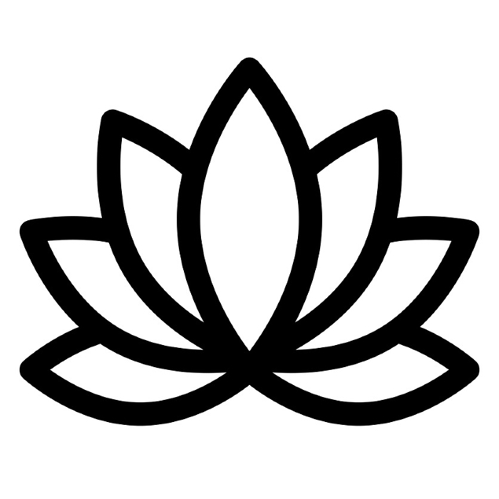 Line style icons representing flowers, water lilies and lotus