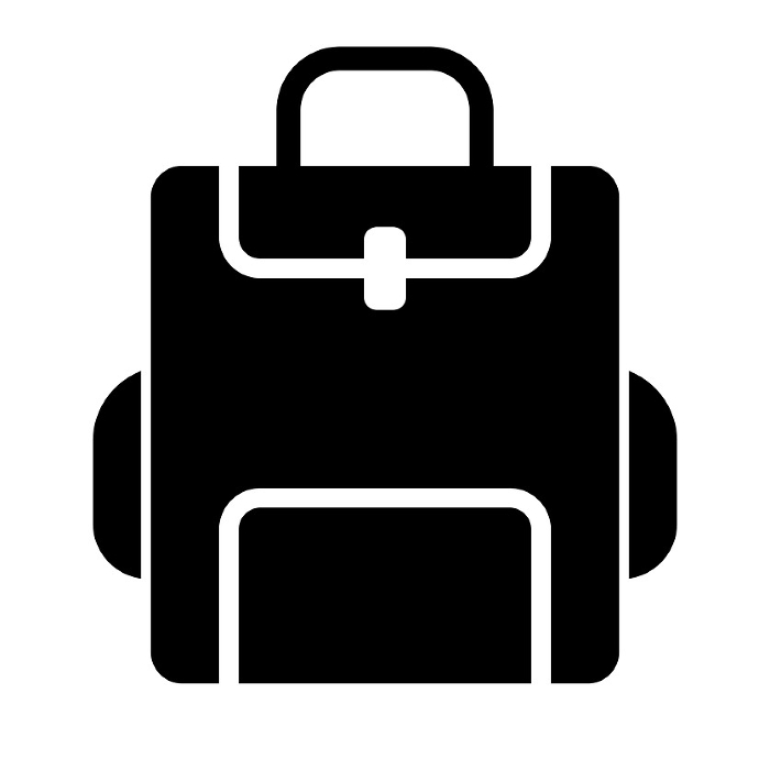 Simple silhouette icon of a backpack. Silhouette icon of luggage. Vector.