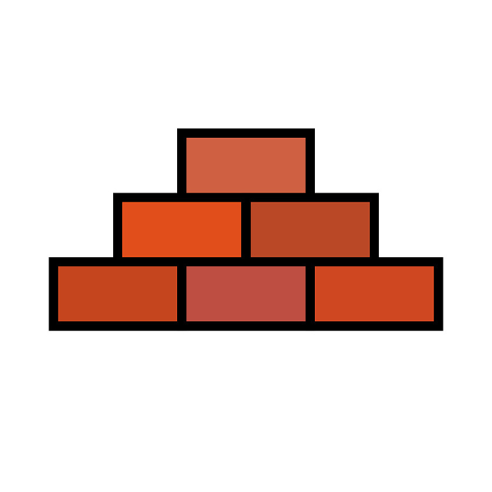 Icons of stacked bricks. Building material icons. Vectors.