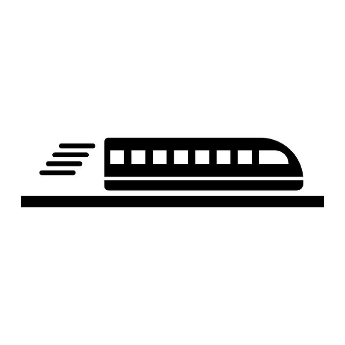 Silhouette icon of a moving bullet train. Vector.