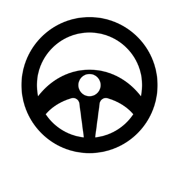 Silhouette icon of a car driving wheel. Vector.