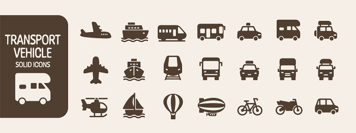 Transportation/Vehicle Solid Icon Set