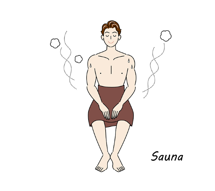 After taking a water bath from the sauna, the guests move to the rest area to cool down while being exposed to the open air.