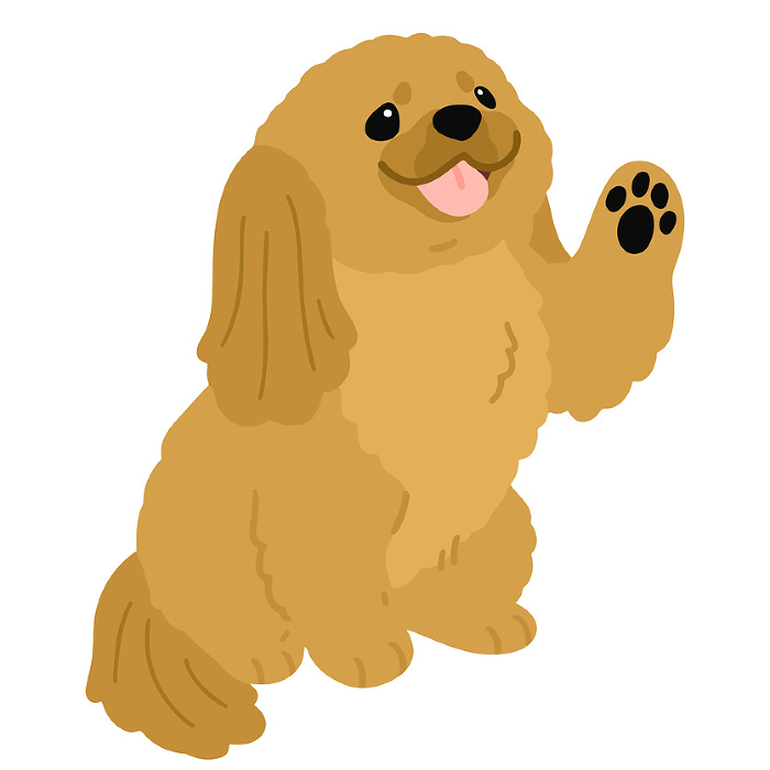 Clip art of simple and cute Pekinese doing hands No main line