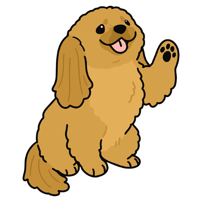 Clip art of simple and cute Pekinese doing hands with main line