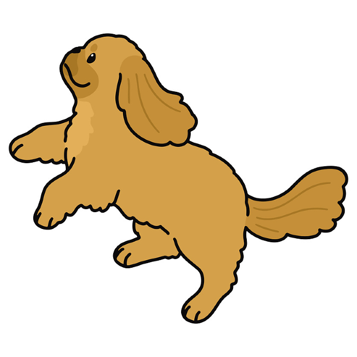 Clip art of simple and cute jumping Pekinese with main line