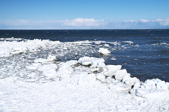 Cape Nosabu, Kunashiri Island and drift ice Hokkaido  3 C