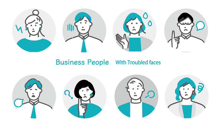 Business person male and female - new employee - negative - troubled face icon - Simple Vector Illustration