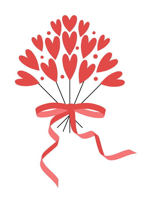 Clip art of red heart bouquet