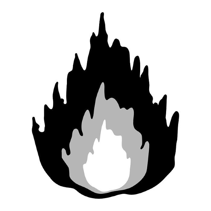 monochrome illustration of burning flame