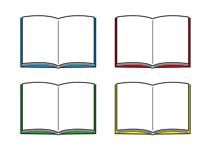 Simple illustration of an open book, 4-color set
