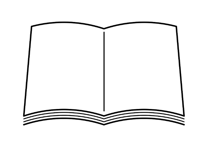 Simple monochrome illustration of an open book (notebook)