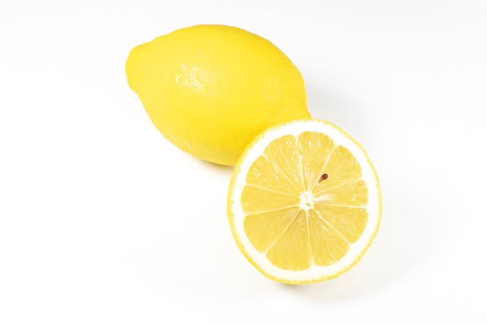 Lemon taken against a white background