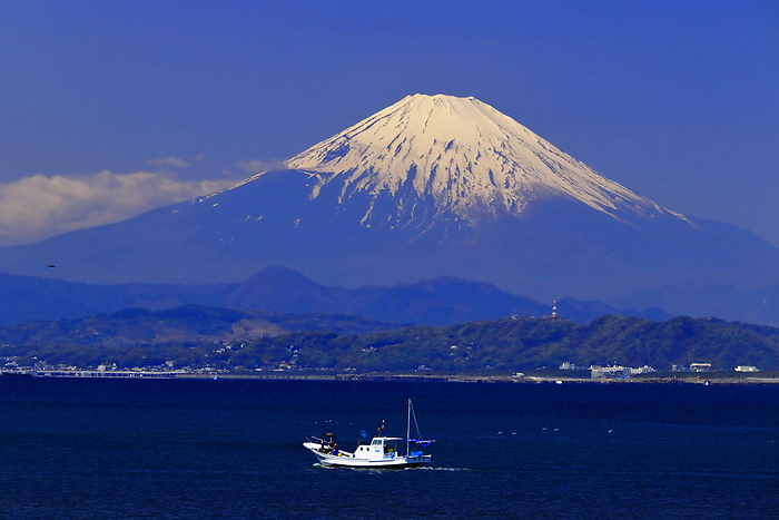 Fuji and a fishing boat
