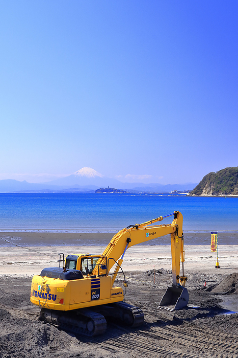 Seawall construction at Zushi Beach, Kanagawa Prefecture