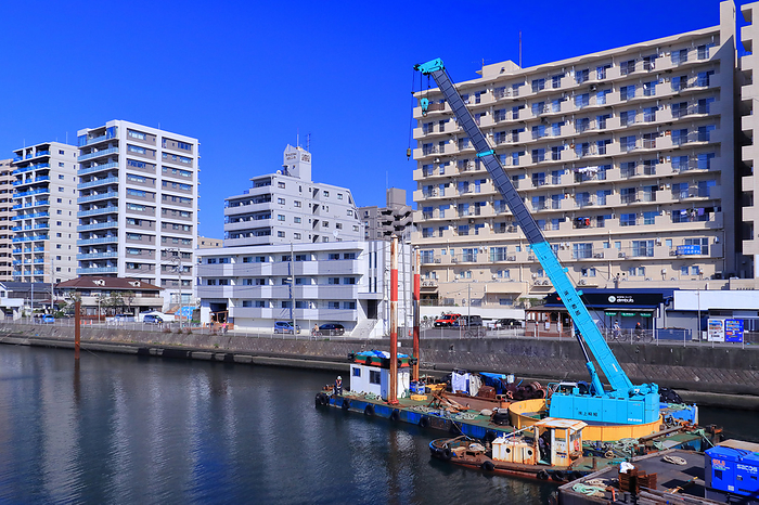 Fujisawa City, Kanagawa Prefecture, Japan Revetment of Sakai River