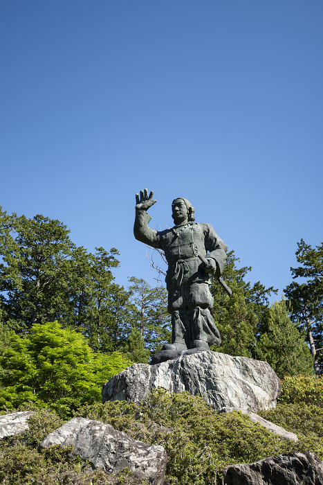 Bronze statue of Takehito of Mimine Shrine Chichibu City, Saitama Prefecture, Japan