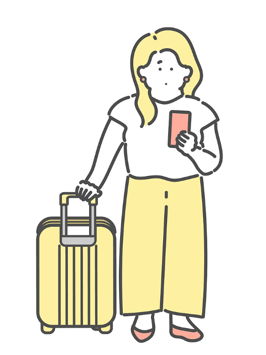 Clip art of young woman traveling