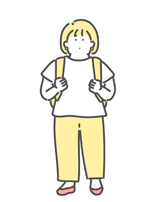Illustration of young woman with backpack