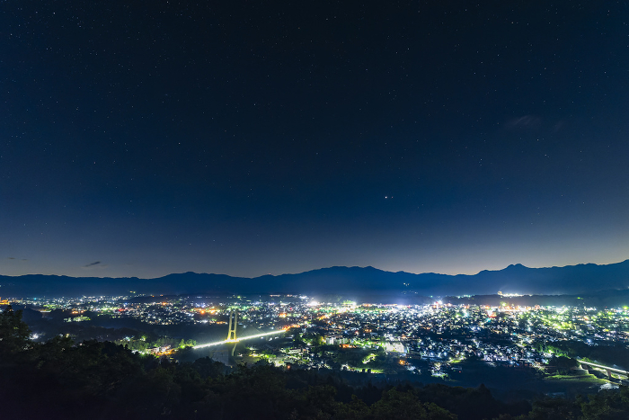 Night view of Chichibu city seen from Chichibu Muse Park, Chichibu, Saitama, Japan.