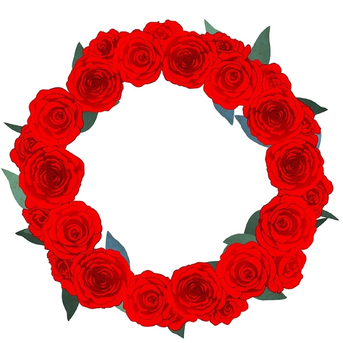 Wreath of red roses
