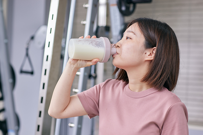 Japanese women drinking protein