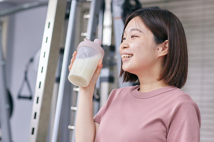 Japanese women drinking protein