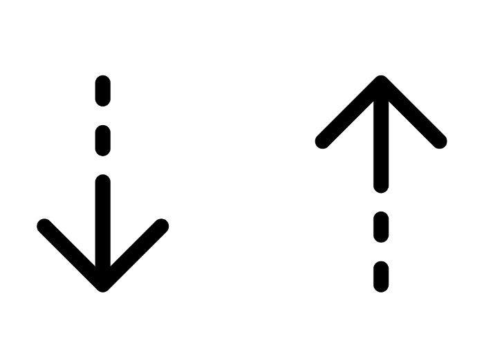 Arrow icon with line drawing Going up Going down