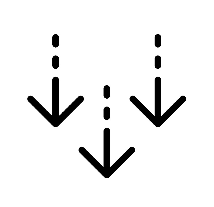 Multiple arrows going down Line drawing icon