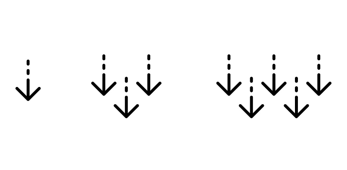 Multiple arrows going down Line drawing icon