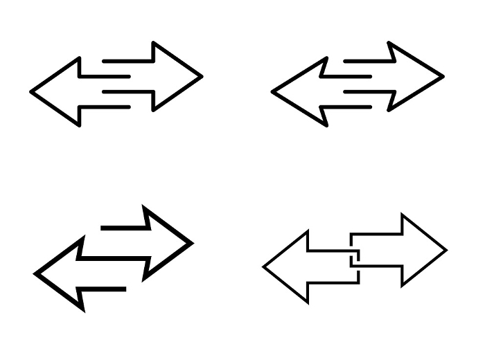 Two opposite direction arrow icon sets