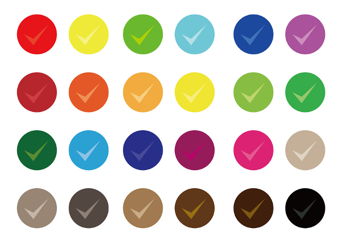 Colorful check button icon set