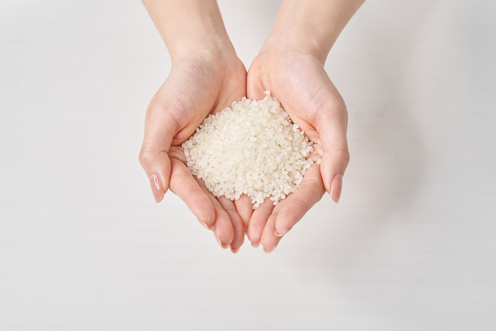 Rice served in the palm of your hand
