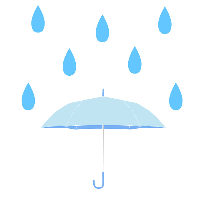 Simple Illustration of rain and blue umbrella
