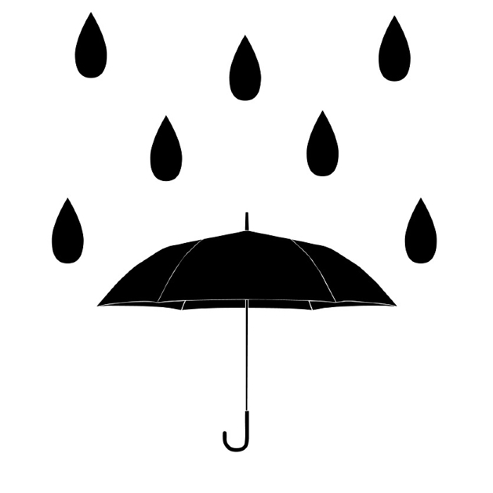 Rain and Umbrella Silhouette Clipart