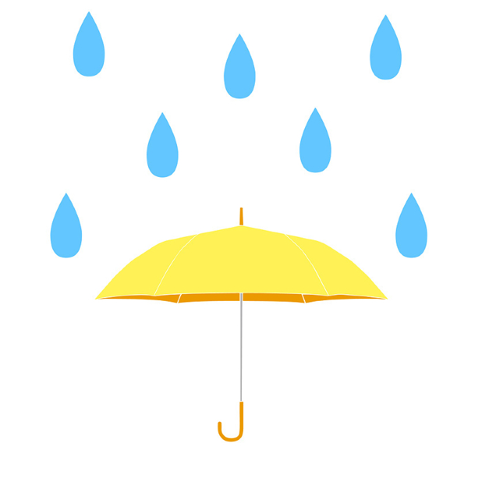 Simple Illustration of rain and yellow umbrella