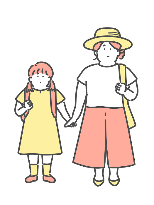 Clip art of parent and child going out