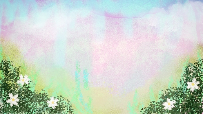 Vintage sky color with intense white flowers, hand-drawn background illustration colorful pastel.