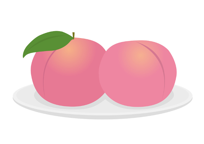 Illustration of peaches on a white plate