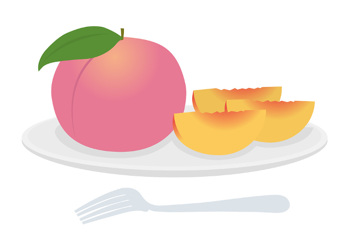 Clip art of peach on white plate_2