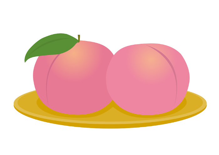 Clip art of peach on a basket dish