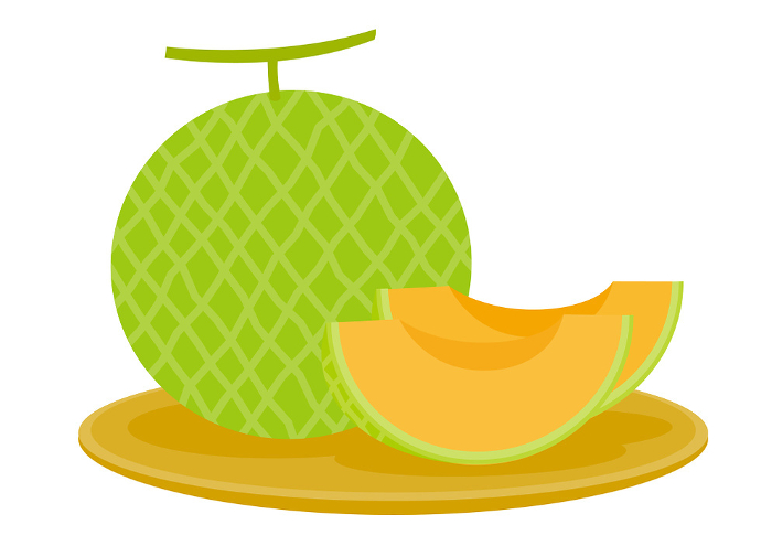 Clip art of melon on a basket dish