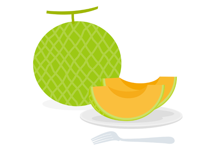 Clip art of melon on white plate_2