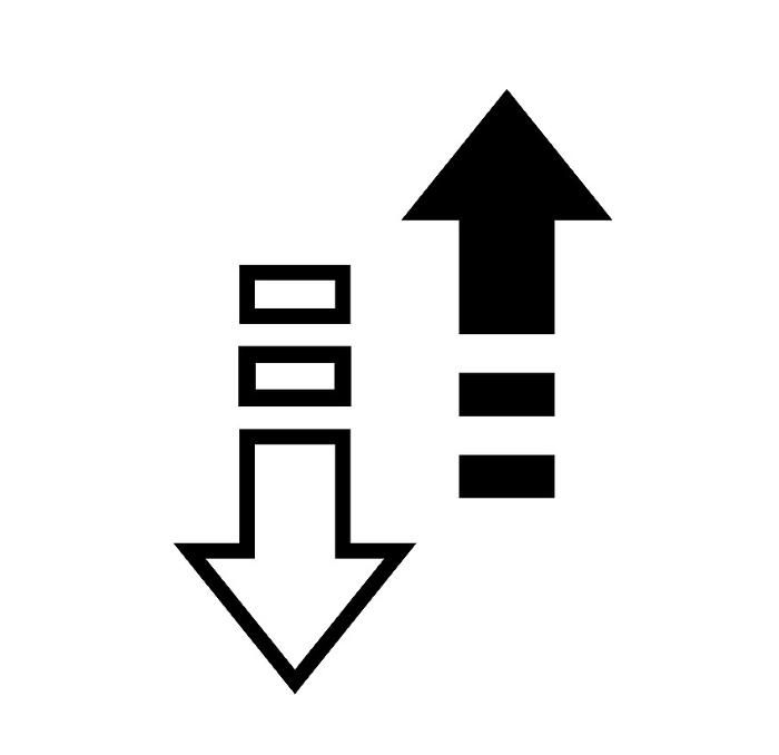 Arrow icon with line drawing Going up Going down