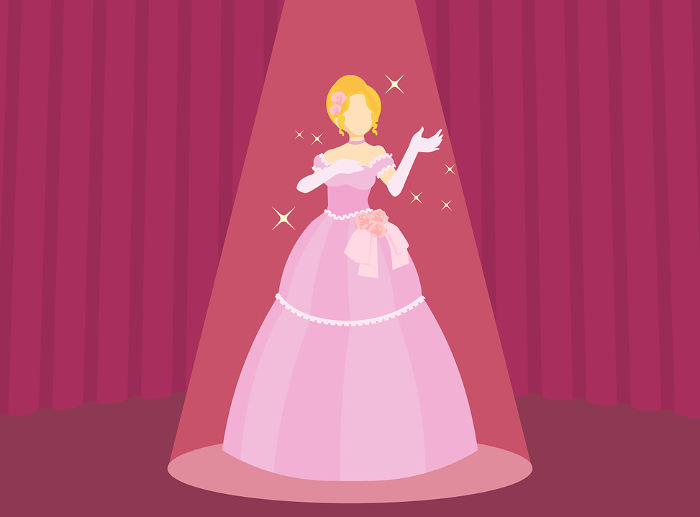 Clip art of woman in dress singing on stage