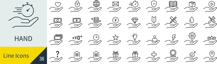 Vector hand line drawing icon set