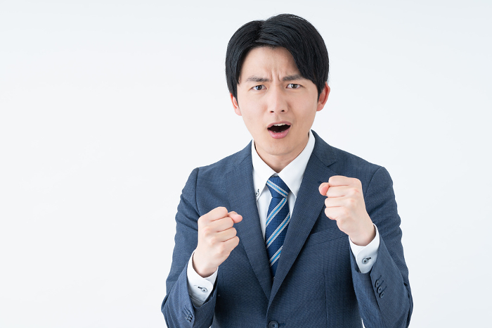 Angry young Japanese businessman (People)