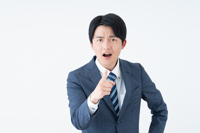 Angry young Japanese businessman (People)